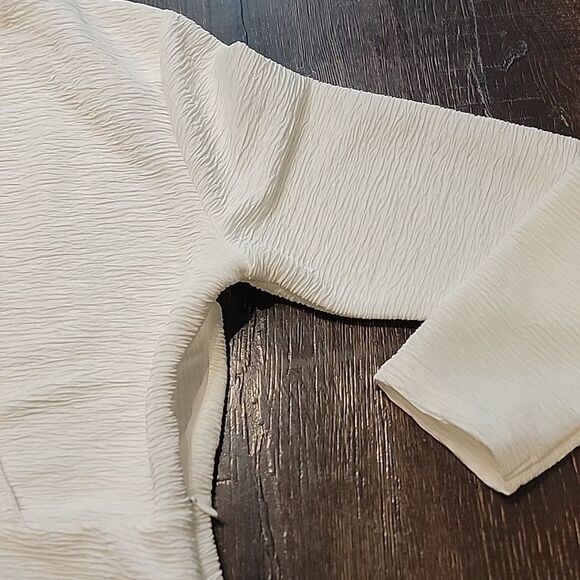 Ann Taylor Factory Off-White Faux Wrap VNeck Blouse - Picture 3 of 16